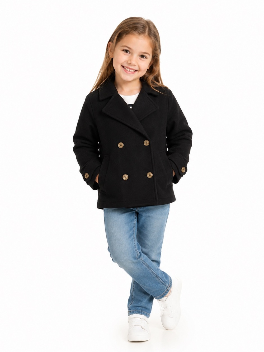 Art Class Girls' Faux Wool Jacket Black Size S (6-7)